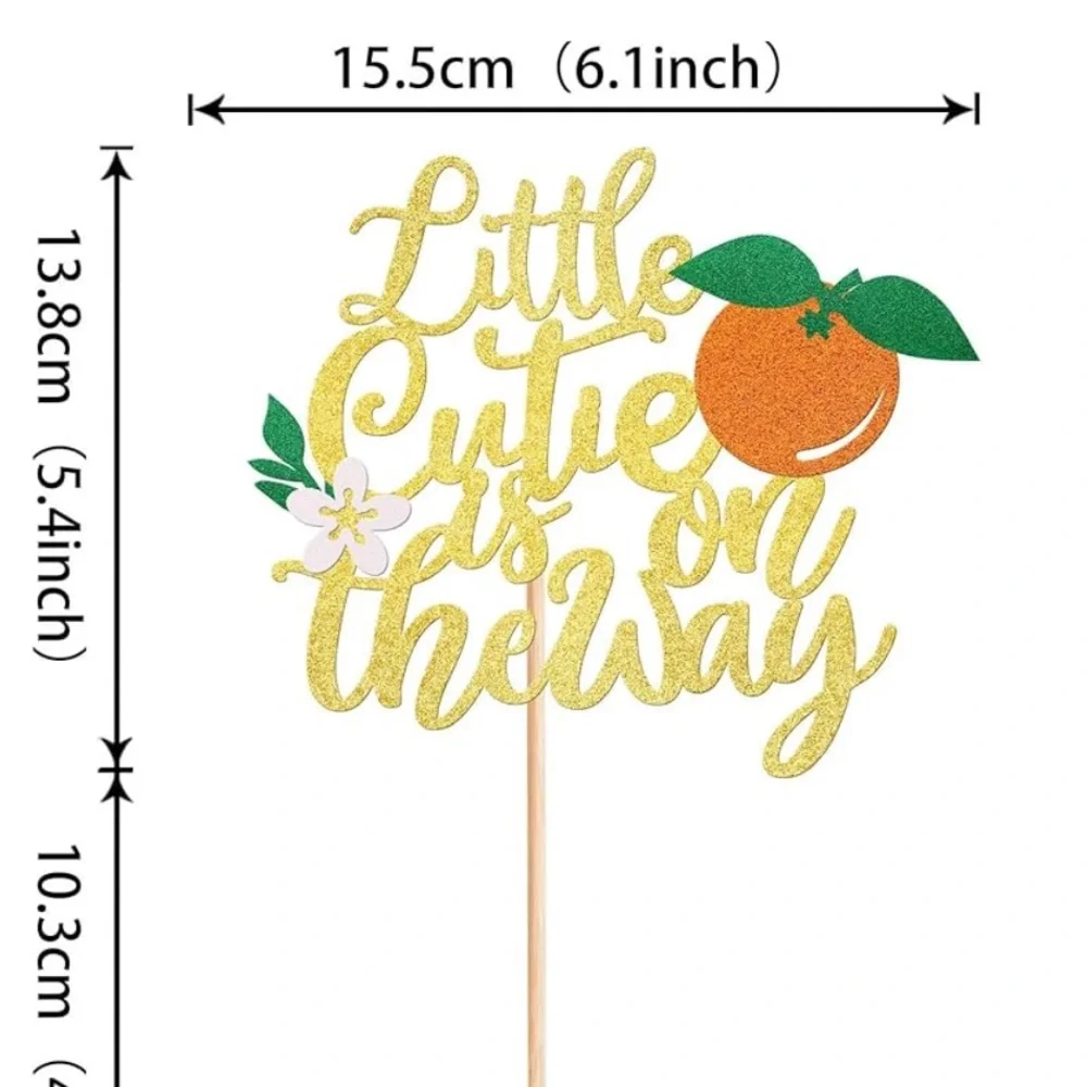 Gold and Green Cake Topper - Little Cutie Theme